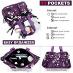 Tote Bag For Women,Multi Pockets Shoulder Handbag,Nurse Bag For Work,Large Cross Body Purse,Fashion Nylon Top Handle Satchel