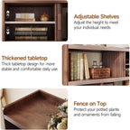 44" Sideboard Buffet Cabinet With Outlet & 2 Open Storage Spaces, Fluted Sideboard Cabinet With Sliding Door & Adjustable Shelves, Mid-Century Accent Coffee Bar Console Table With Wooden Feet