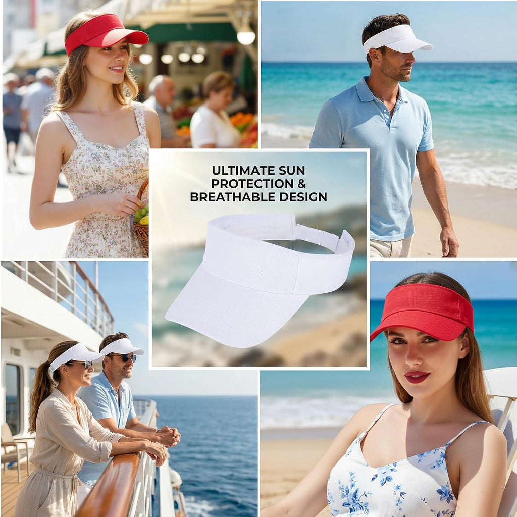 Topbuti 2 Pcs Visors for Women Men Sports Sun Visor Hats Cotton Tennis Golf Visor Hat UV Protection Summer Beach Baseball Cap