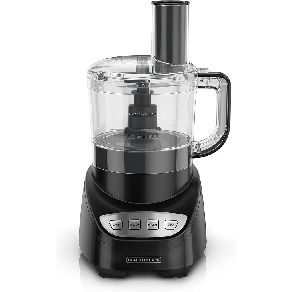 BLACK+DECKER 8-Cup Food Processor, Easy Assembly, Stainless Steel S-Blade, Shred, Slice, Chop, Puree, 450W Motor