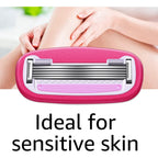 Amazon Basics Women's 5-Blade Razor for Smooth, Close Shave, FITS Amazon Basics Handle and Venus Handles, Ideal for Sensitive Skin, Includes 1 Handle, 12 Cartridges & 1 Shower Holder