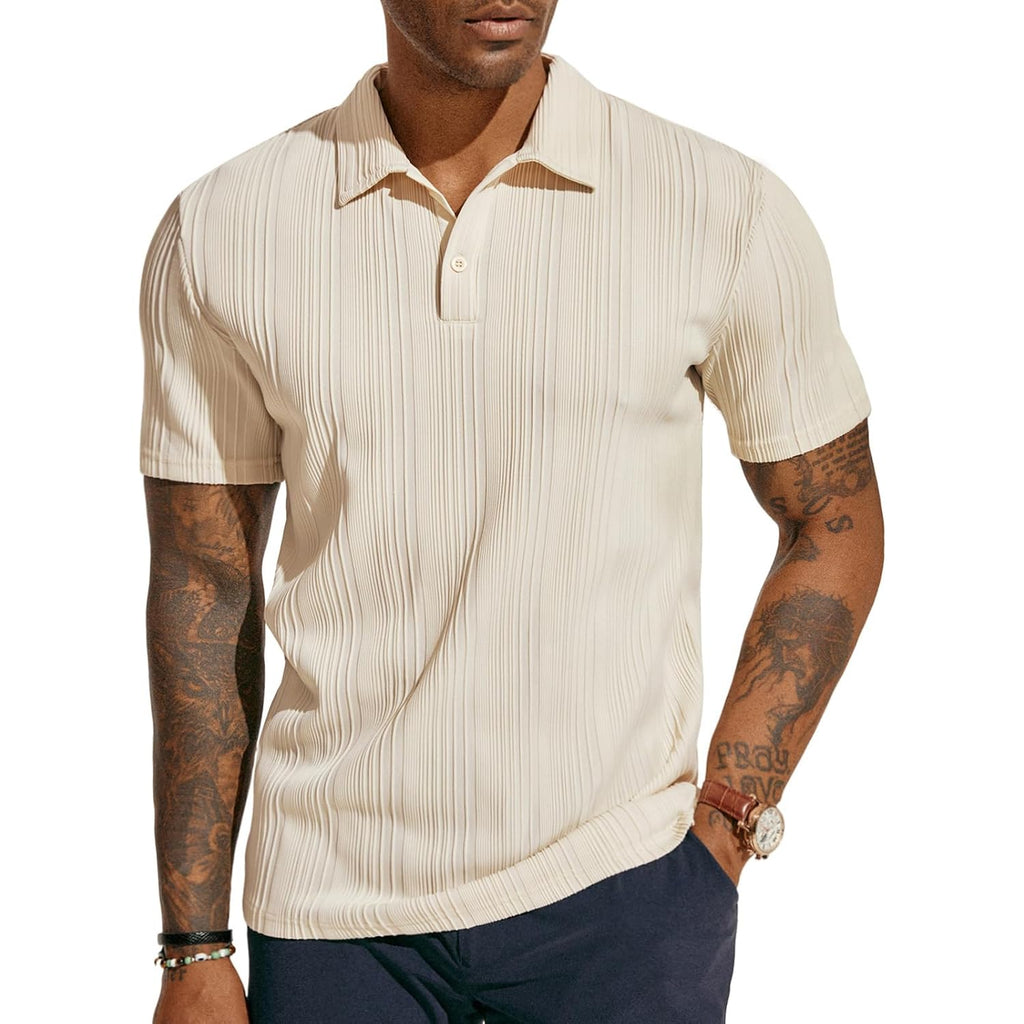 Pj Paul Jones Mens Polo Shirts Textured Knit Polo Stretchy Regular Fit Collared Golf Shirts