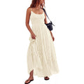 Gacaky Summer Dress For Women Casual Lace Floral Embroidered Bohemian Maxi Dress Flowy A Line Beach Long Dresses