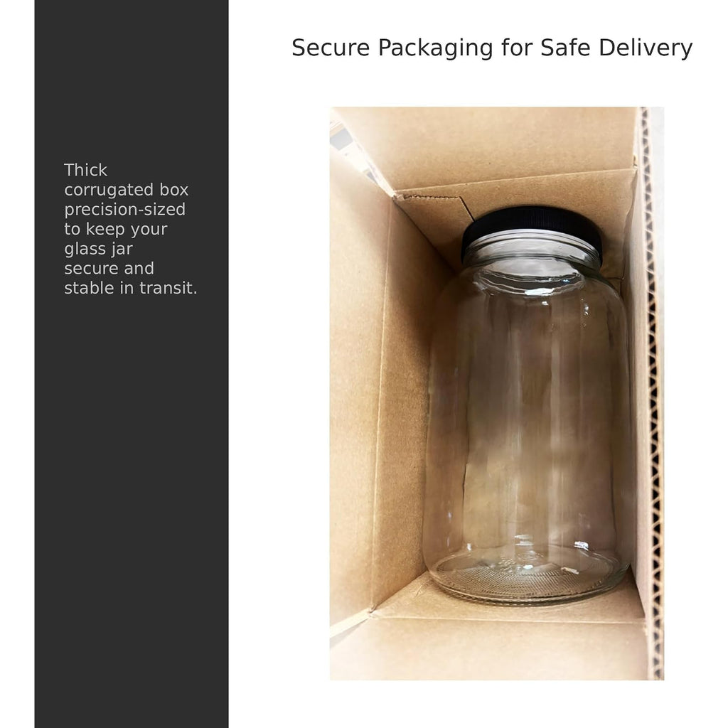North Mountain Supply 1 Gallon Glass Jar Wide Mouth With Black Plastic Lid - Usda, Bpa-Free, Made In The Usa - For Fermenting, Storing, Canning, And Much More!