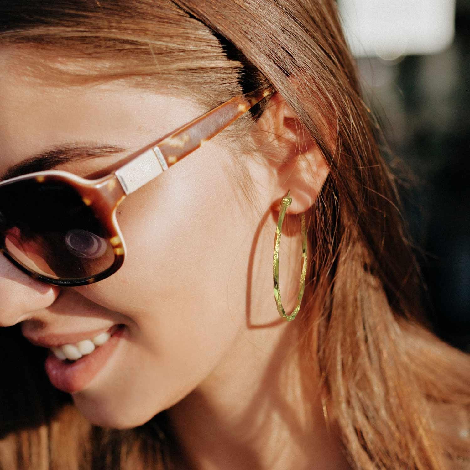 14K Gold Hoop Earring for Women Earrings Hoops Twisted 14 Karat Earrings Gold Jewelry Lightweight 30 MM,40 MM
