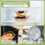 Liuruiyu 8 Pack Glass Food Storage Containers with Lids, Meal Prep Containers, Airtight Bento Boxes with Leak Proof Locking for Microwave, Oven, Freezer and Dishwasher, BPA Free