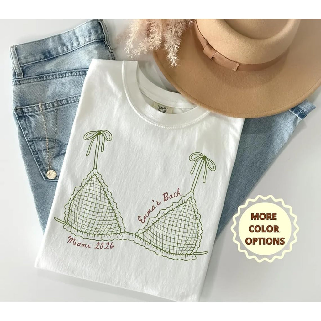 Chillever Custom Bikini Bachelorette Shirts, Bikinis And Martinis Bach, Last Toast Bridal Shower, Bikinis And Martinis Bachelorette Party Shirt, Beach Bach Trip T-Shirt, Matching Bridesmaid Ds4