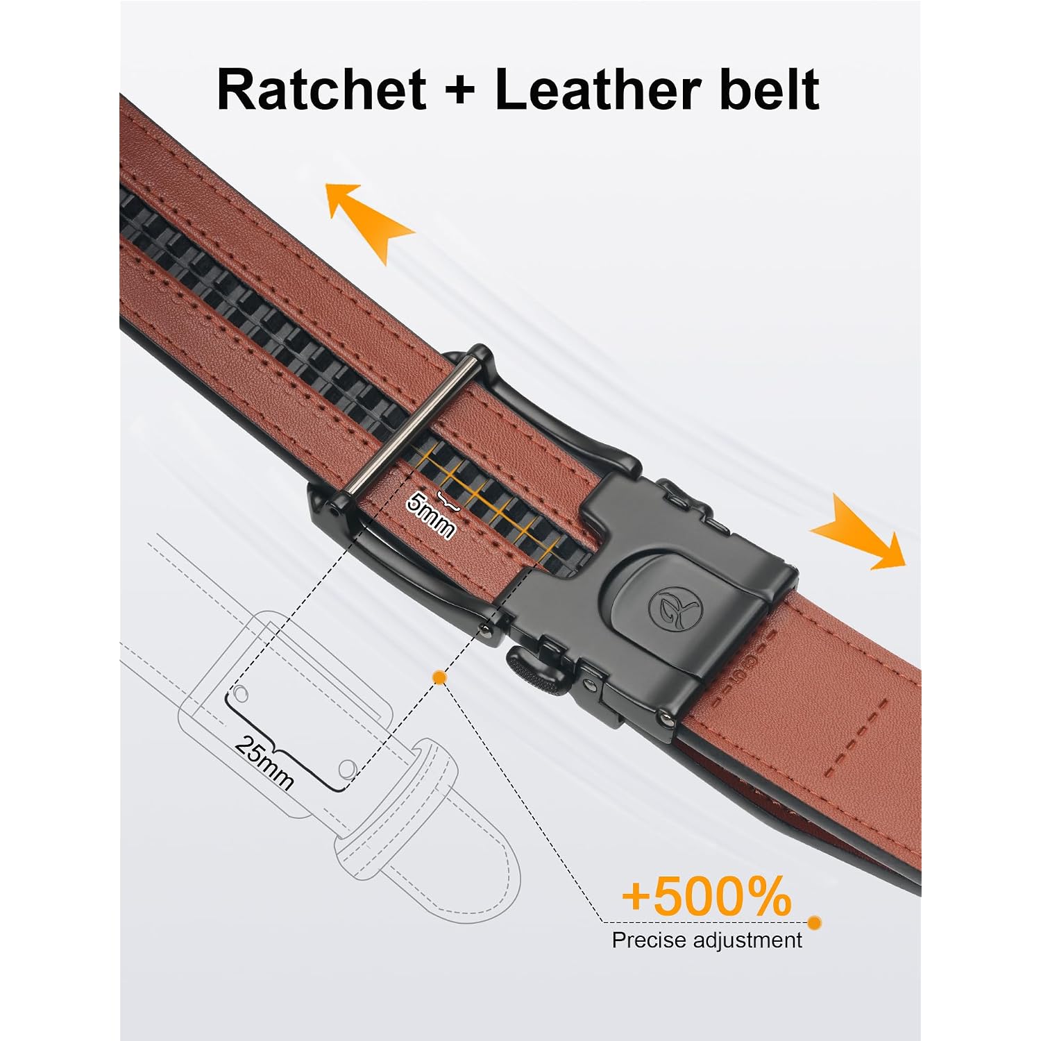 Jukmo 1.5" (38Mm) Leather Ratchet Belt For Men In Gift Box | Automatic Slide Buckle, Adjustable Trim To Fit