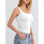 Tank Top for Women Summer 2026 Double Lined Sleeveless Square Neck Basic Tight Workout Tees Shirts
