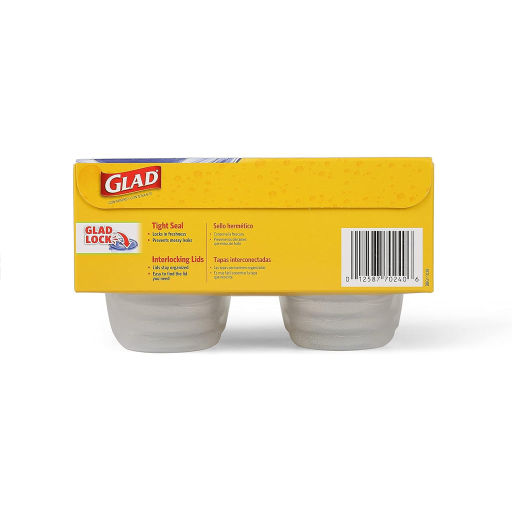 Glad Gladware Mini Round Food Storage Containers With Lids, Small Bpa Free Reusable Plastic Snack Containers With Lock Tight Seal For Lunch, Portion Control, And On The Go, 4 Oz, 8 Count