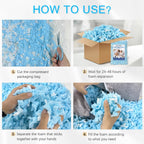 Hem Dgpy Bean Bag Filler 10Lbs, Shredded Memory Foam Filling For Bean Bag Chair Refill, Stuffing For Pillow, Punching Bag, Dog Bed, Cushions, Couch (Blue & White)