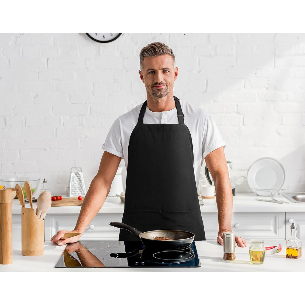 Utopia Kitchen 2 Pack Bib Apron, Adjustable with 2 Pockets, Water and Oil Resistant, Cooking Kitchen Chef Apron for Women Men