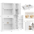 Hostack 68" Tall Kitchen Pantry Storage Cabinet With Doors & Shelves, White | Large Pantry Cabinet With Door Rack, Freestanding Kitchen Storage Cabinet With Drawer, Food Pantry For Dining Living Room