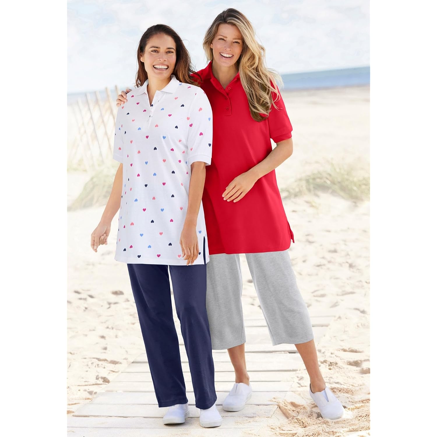 Woman Within Plus Size Elbow-Sleeve Polo Tunic