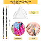 20 Pcs Rhinestone Picker Pen Set, 16 Yellow and White Self Adhesive Nail Dotting Wax Pen with 4 Triangular Bead Separator, Crystal Pick up Tools for Nail Art Diamond Painting