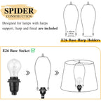 Drum Lamp Shades Set Of 2, 12"Top X 16"Bottom X 11"High, Champagne Beige | Large Drum Lampshades For Table Lamps, Floor Lamp Shade, E26 Base Harp Holders Included, Spider, Natural Linen, Easy Assembly