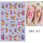 Summer Nail Art Stickers 5D Embossed Ice Cream Cone Nail Stickers 3D Self-Adhesive Lollipop Nail Decals Gold Butterfly Nail Designs Fruit Flower Nail Art Decoration for Women Girls Manicure 3 Sheets
