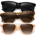 MEETSUN Polarized Sunglasses for Women Men Trendy Classic Retro Designer Style Fashion UV400 Protection 3 PACK 3 Pack Black + Light Brown + Tortoiseshell
