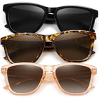 MEETSUN Polarized Sunglasses for Women Men Trendy Classic Retro Designer Style Fashion UV400 Protection 3 PACK 3 Pack Black + Light Brown + Tortoiseshell