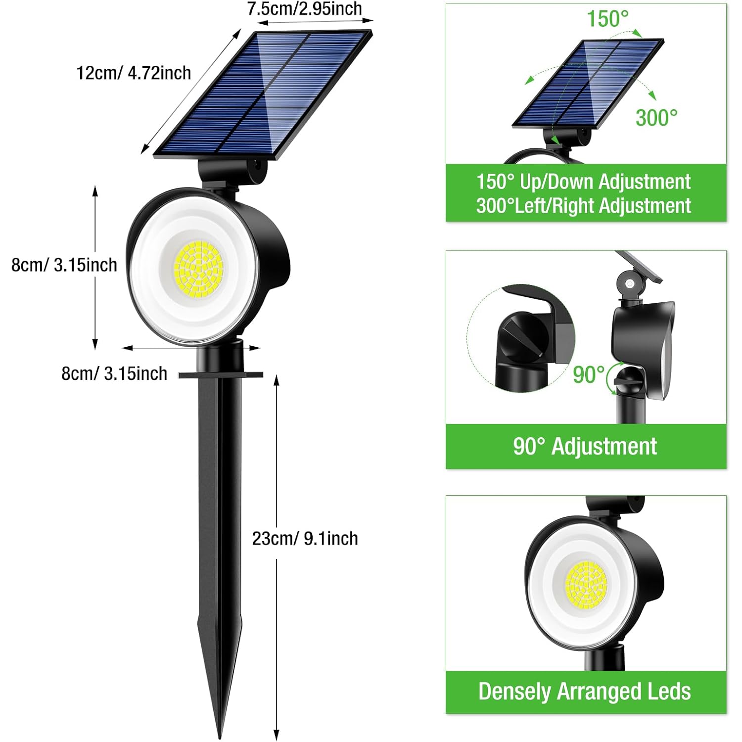 Nipify 4 Pack Solar Lights Outdoor Waterproof, 53 Led Solar Spot Lights With 3 Modes Landscape Spotlights For Outside Garden Yard Trees, Warm White