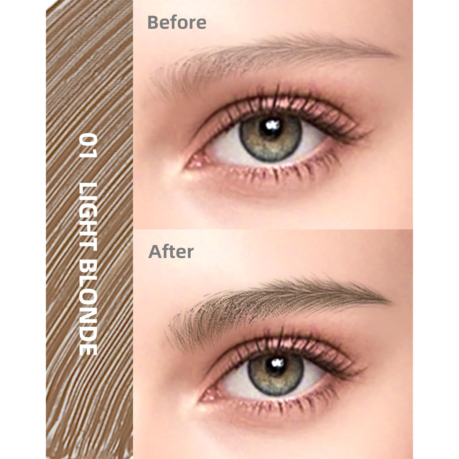 Waterproof Tinted Eyebrow Gel,2Pcs Blonde Long Lasting Liquid Tinting Eye Brow,Smudgeproof Eyebrow Gel Tinted Creamy Brow Filler,Ultra-Fine Brush Volumizing Brows Mascara for Women Eye Makeup Gift-01