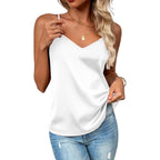 Zeagoo Women's Silk Satin Tank Tops 2026 V Neck Adjustable Spaghetti Strap Sleeveless Camisole Summer Basic Blouse