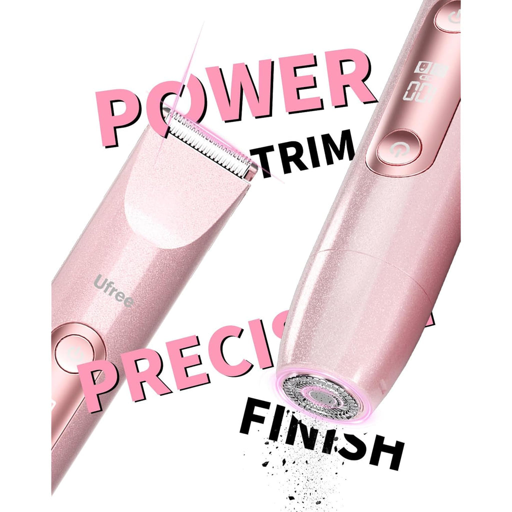Ufree Bikini Trimmer Women Electric Razors Dual Head, Pubic Body Hair Trimmer Electric Shaver for Face, Legs, Arm, Rechargeable Lady Shaver Waterproof, Summer Grooming Kit