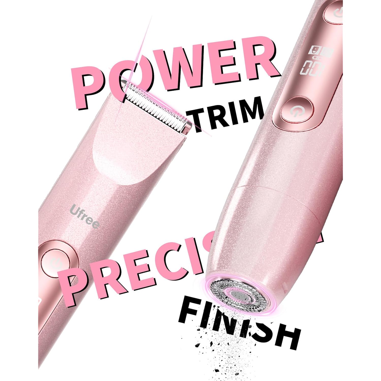 Ufree Bikini Trimmer Women Electric Razors Dual Head, Pubic Body Hair Trimmer Electric Shaver for Face, Legs, Arm, Rechargeable Lady Shaver Waterproof, Summer Grooming Kit