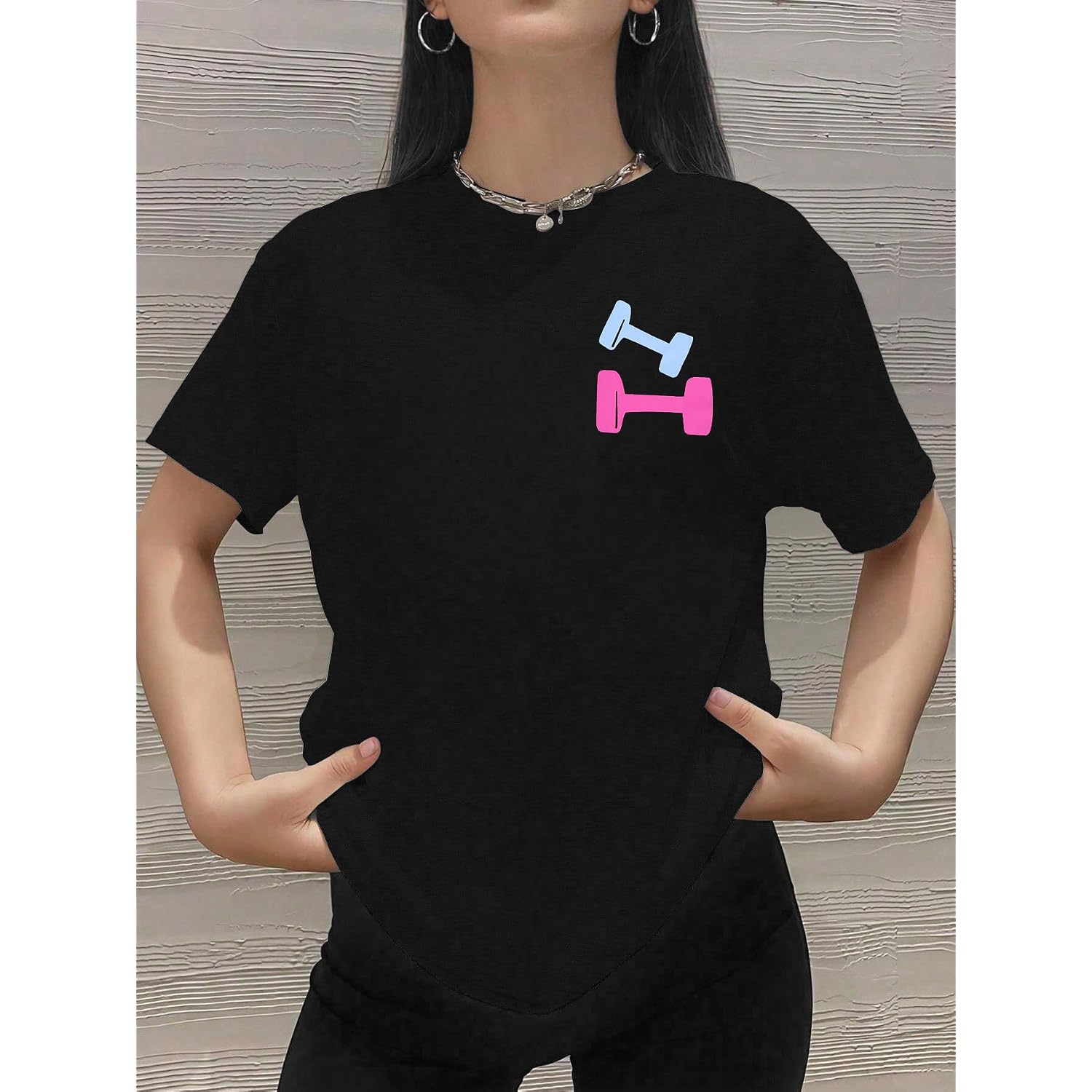 Be Happy Lift Heavy Shirt Women: Oversized Gym Weightlifting Graphic Tshirt Funny Workout Shirts Casual Gym Lover Tops Black
