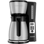 BLACK+DECKER 12 Cup Thermal Programmable Coffee Maker with Brew Strength and VORTEX Technology, Black/Steel, CM2046S