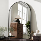 Harritpure Arched Wall Mirror 24"X36" Black Metal Frame Vanity Mirrors | Aluminum Alloy Frame Bathroom Mirror Living Room, Bedroom And Entryway