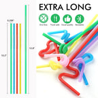 12.8Inch Disposabl Drinking Straws, Colorful Extra Long Flexible Bendy Party Straws, 100 Pieces