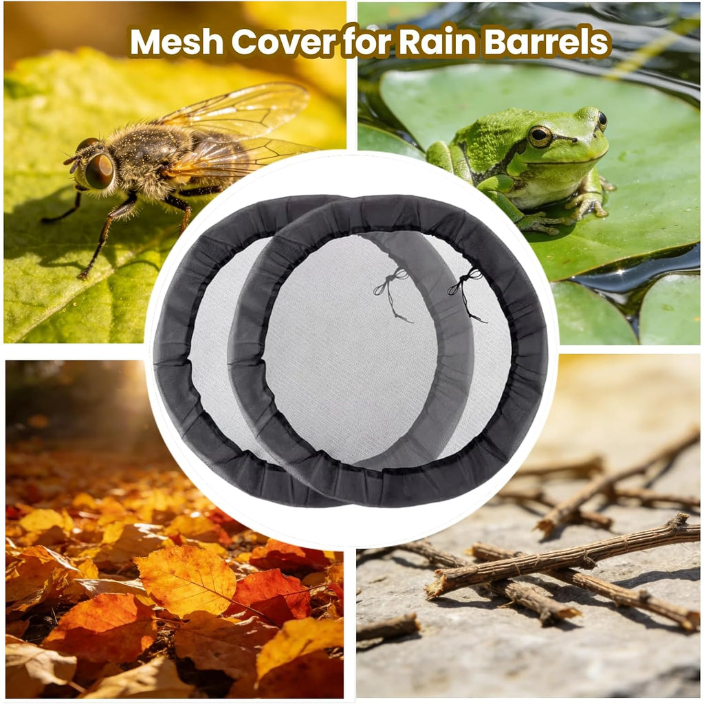 2-Pack Mesh Cover For Rain Barrels, 39 Inch Debris Cover With Drawstring, Outdoor Water Collection Bucket Protector Screen, Prevent Fallen Leaves For Garden, Yard, Eaves Downspouts