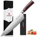 KEEMAKE Chef Knife - 8 Inch High Carbon Stainless Steel Kitchen Knife with Ergonomic Handle, Professional Kitchen Gadgets with Gift Box for Men and Women, Father Day Gifts