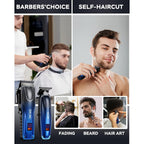 Professional Hair Clippers For Men Cordless & Corded - Rechargeable Barber Clipper & Trimmer Set With Fade Lever For Home Haircuts, Grooming Kit With Guide Combs, With Travel Case