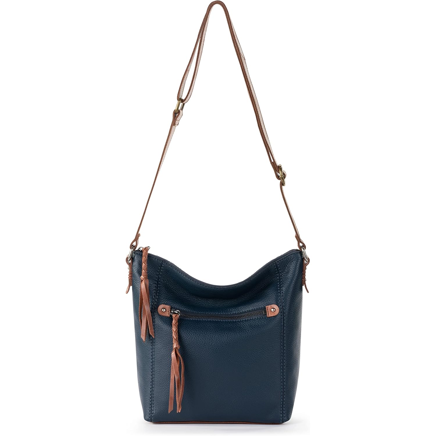 The Sak Ashland Crossbody Bag in Leather, Adjustable Crossbody Strap, Indigo