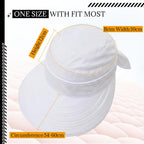 2-in-1 Zip-Off Sun Visor Hat for Women, Lightweight Wide Brim UV Protection Ponytail Hat, Breathable Summer Cap White