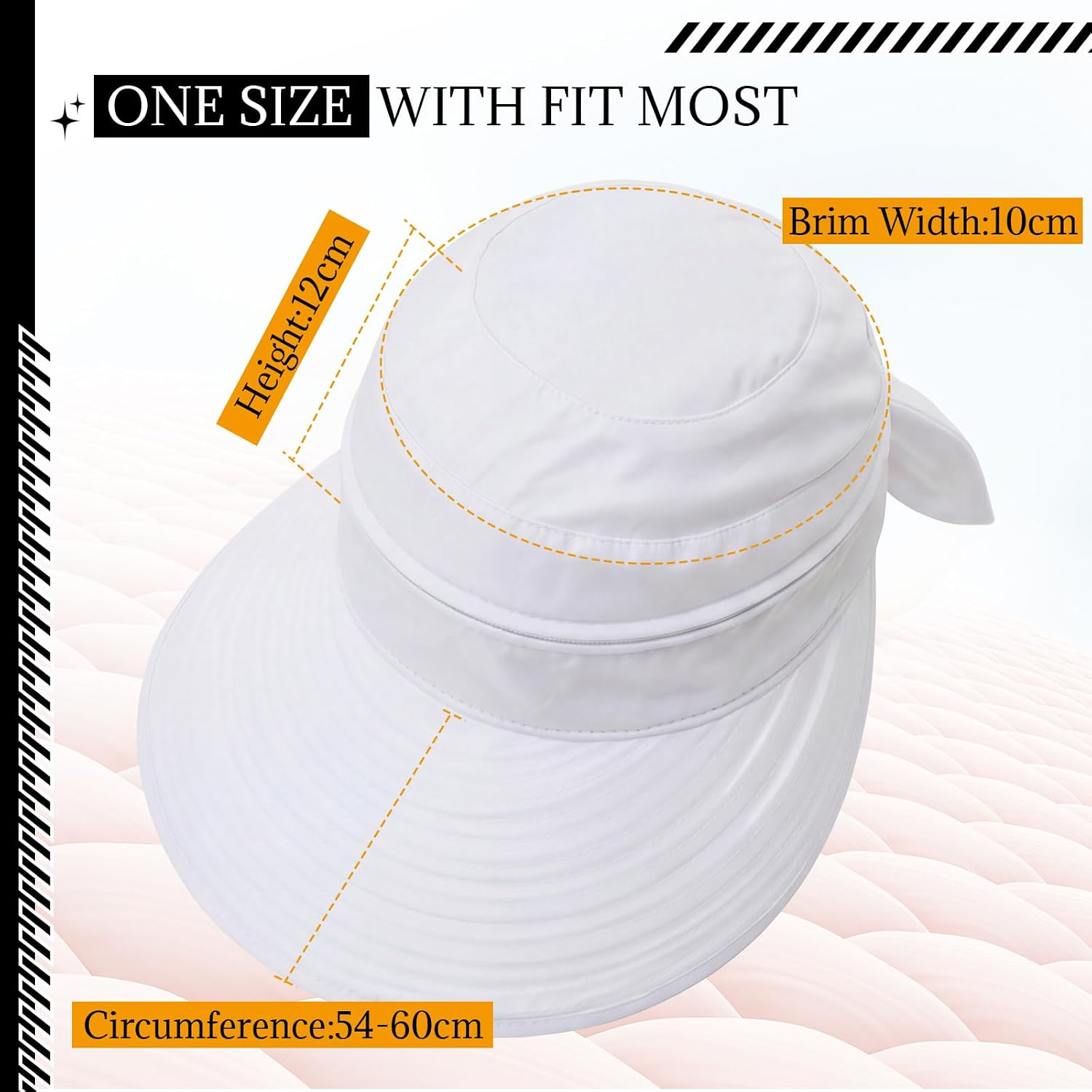 2-in-1 Zip-Off Sun Visor Hat for Women, Lightweight Wide Brim UV Protection Ponytail Hat, Breathable Summer Cap White