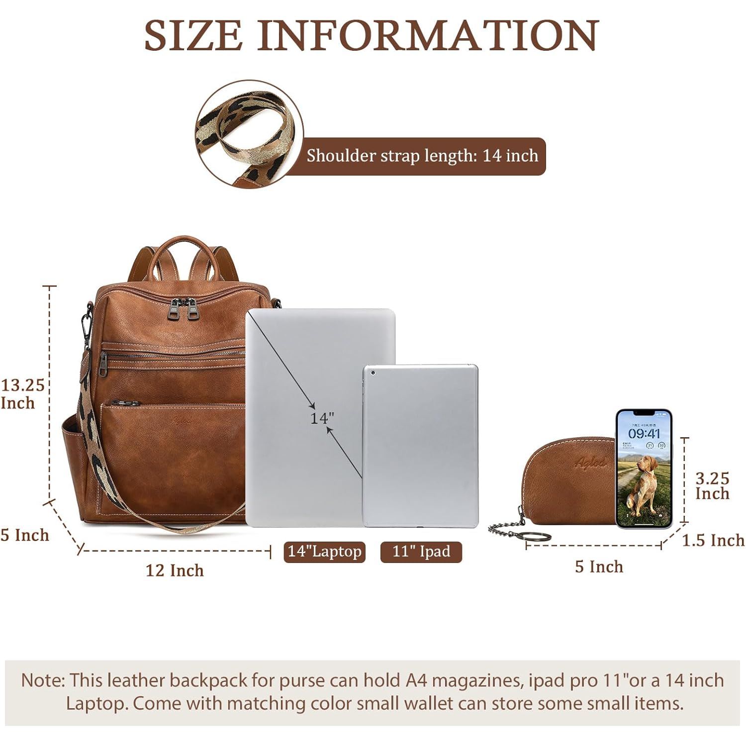 AGLOD Leather Backpack Purse for Women Designer Ladies Shoulder Bag Fashion Faux Work Travel Handbags