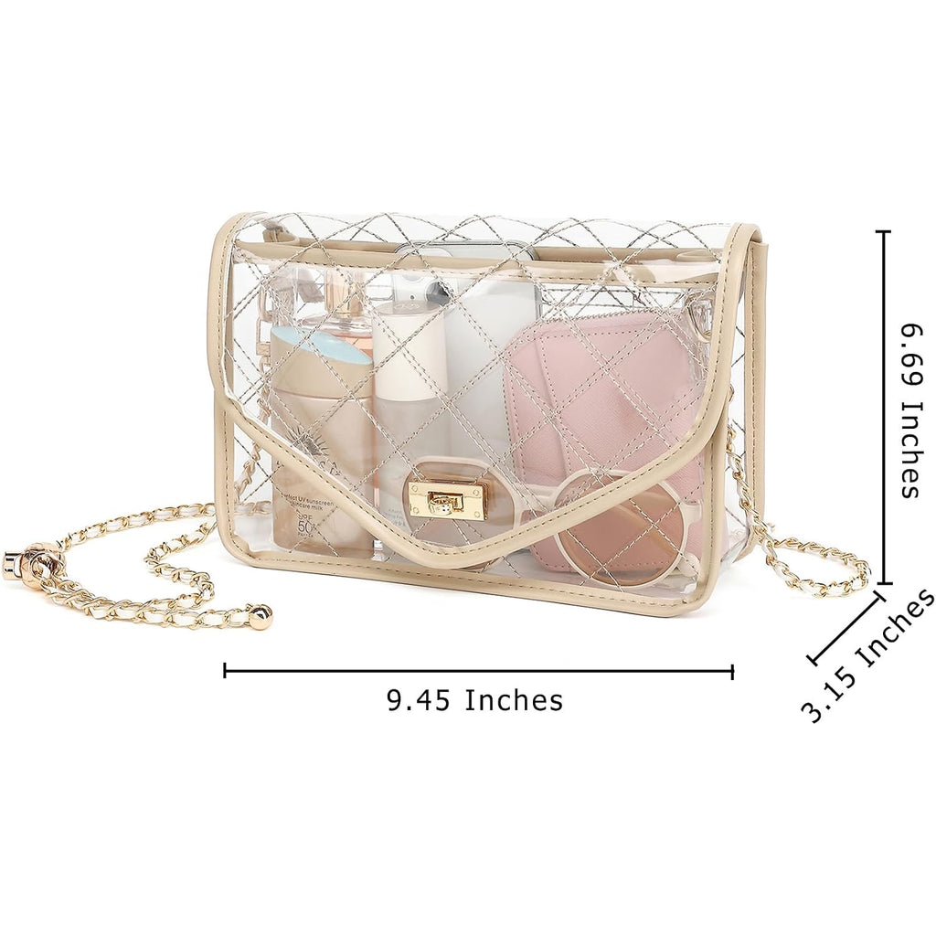 Clear Bag For Stadium Events Clear Purse For Women Quilted Pvc Clear Crossbody Bag Stadium Approved For Concerts