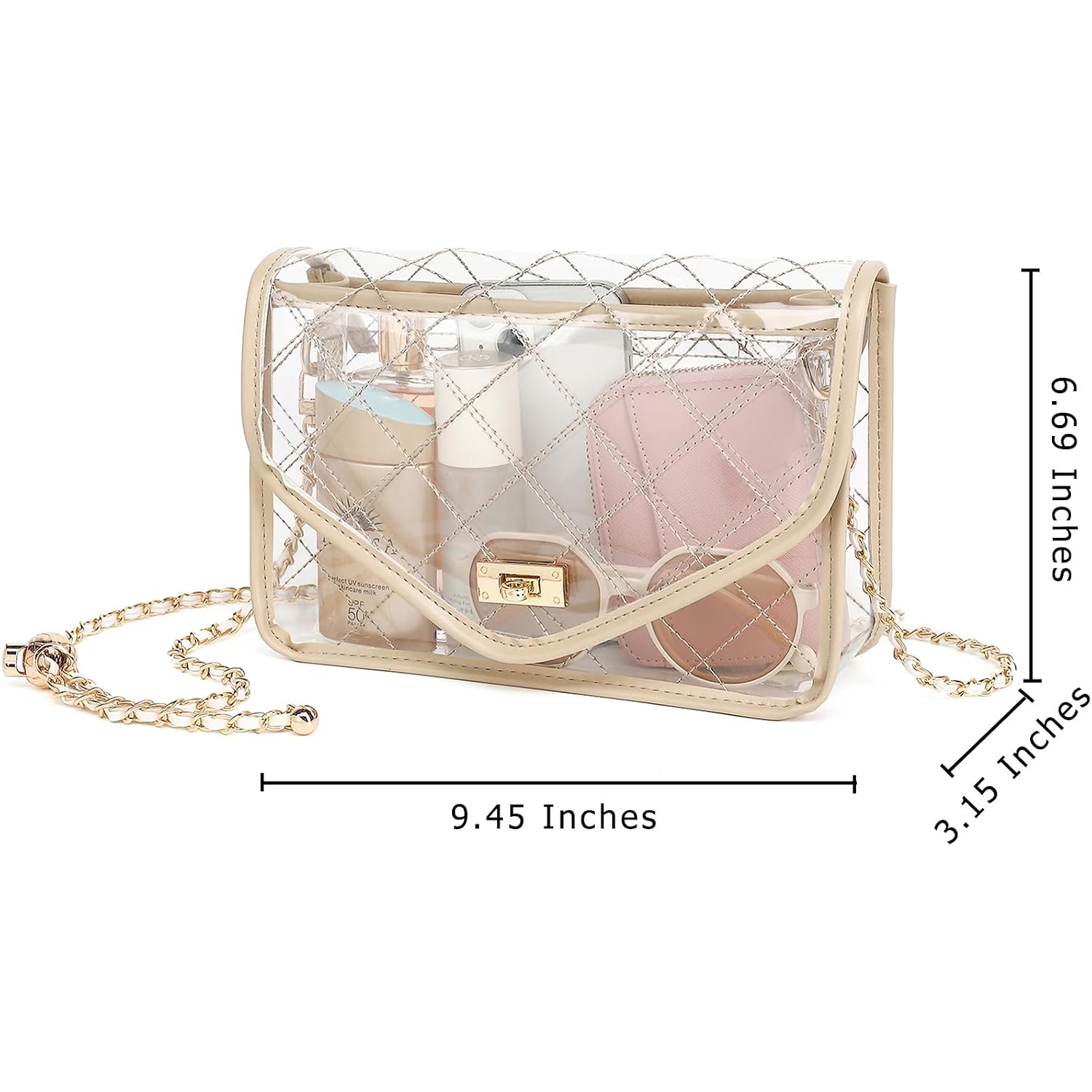 Clear Bag For Stadium Events Clear Purse For Women Quilted Pvc Clear Crossbody Bag Stadium Approved For Concerts