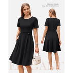Grace Karin Church Dresses For Women 2026 Short Sleeve A Line Work Dresses Fit And Flare Dress With Pockets