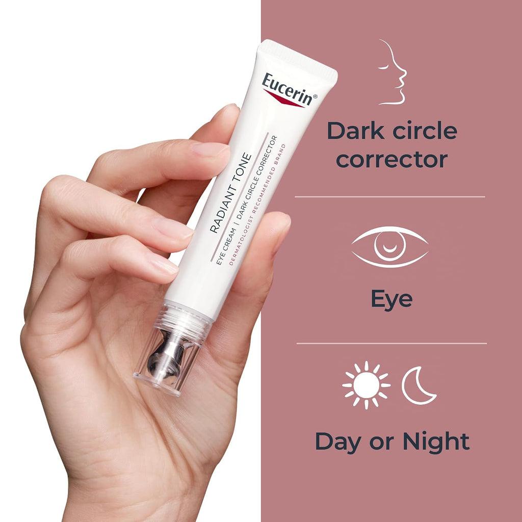 Eucerin Radiant Tone Eye Cream Dark Circle Corrector, Eye Brightening Cream With Thiamidol And Hyaluronic Acid, Helps Reduce The Look Of Eye Puffiness, 0.5 Oz Tube