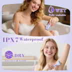 Hatteker 4-in-1 Women's Electric Razor, Dual-Head Body Hair Trimmer for Women, IPX7 Waterproof Rechargeable Bikini Trimmer & Facial Hair Remover for Legs, Armpits, Face, Nose, Eyebrows, Purple