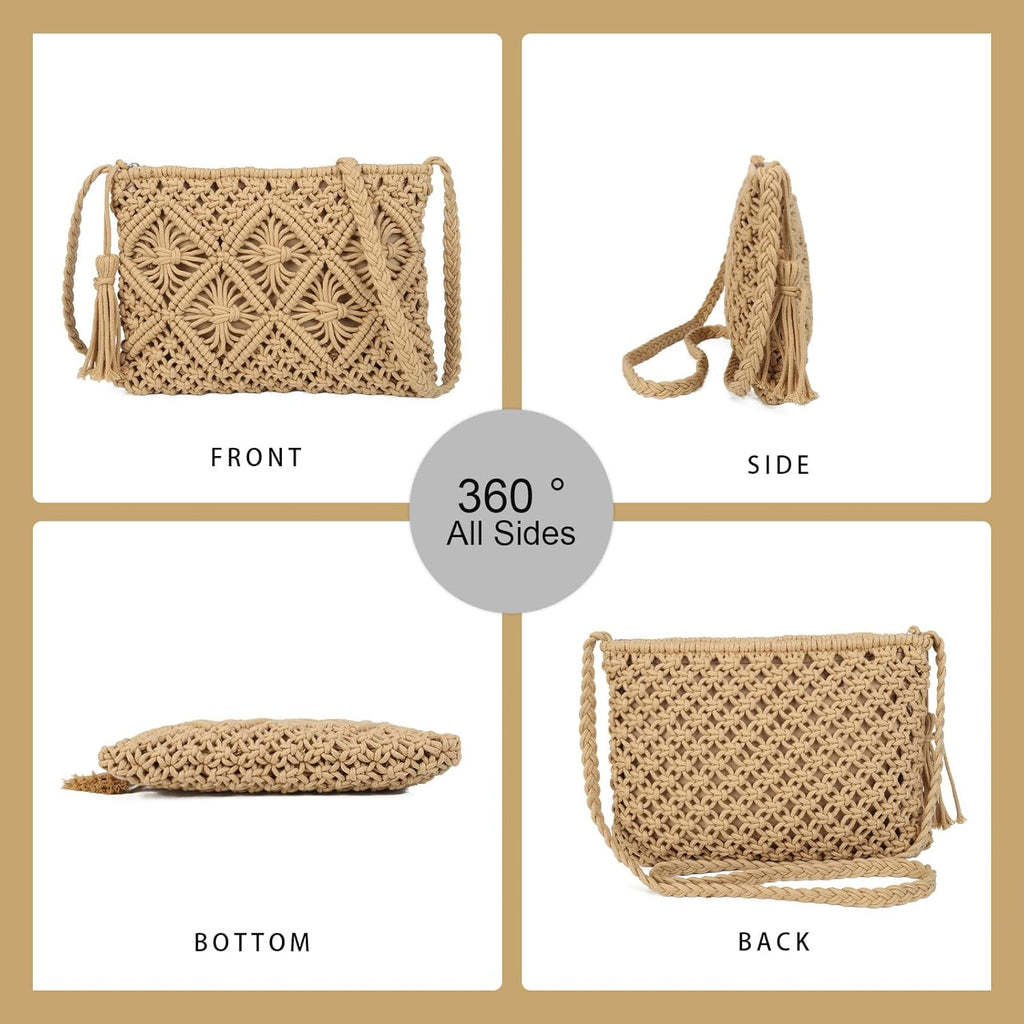 Gladdon Bohemian Small Crossbody Bag for Women Stylish Woven Shoulder Purses with Tassel
