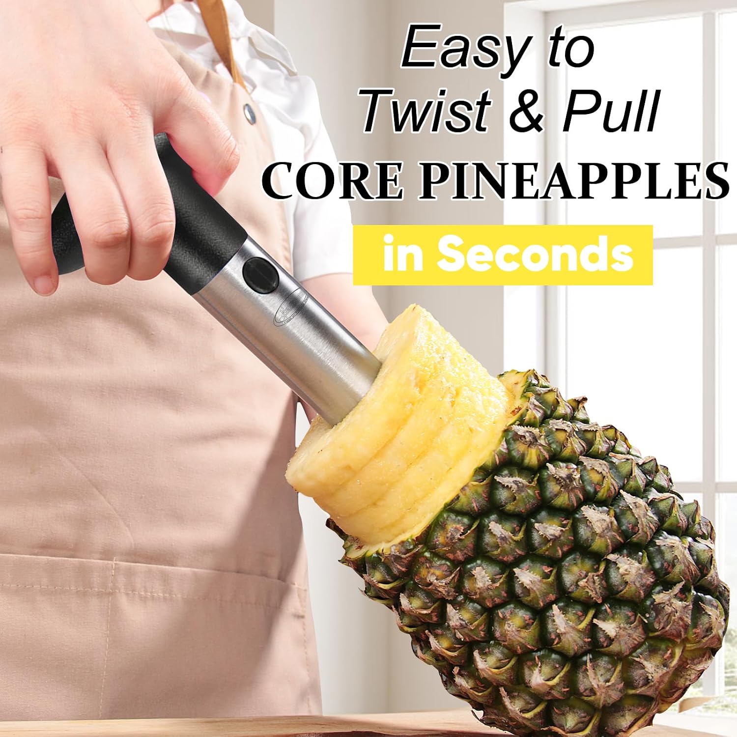 Pineapple Corer, [Upgraded, Reinforced, Thicker Blade] Newness Premium Pineapple Corer Remover, Stainless Steel Pineapple Core Remover Tool For Home & Kitchen With Sharp Blade For Diced Fruit Rings