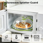 Uforu Microwave Splatter Cover With Water Steamer,Upgraded Foldable 10 Inch Microwave Cover For Food,Clear Plastic Plate Cover With Handle,Space-Saving Splatter Guard For Microwave