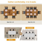 Ironck 5-Piece 63" Extendable Dining Table With 4 Upholstered Chairs, Kitchen Table Set For 4-8 People, Dining Room Sets With Mdf Wood Board, Drop Leaf Table Design For Space Saving, Rustic Brown
