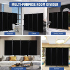 Room Divider 6Ft Portable Room Dividers And Folding Privacy Screens, Fabric Divider For Room Separation, Partition Room Dividers Freestanding Wall Divider Screen Studio (Black, 4 Panel-88'')