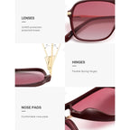 SOJOS Sunglasses for Women & Men, Square, Retro, Polarized Lens, Trendy Aviator, 90s Shades Red/Red